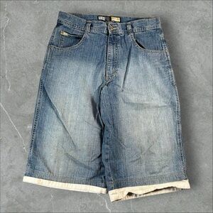 South Pole Jean Shorts Mens 34 Blue Y2K Baggy Wide-Leg Grunge Hip Hop Skater 90s